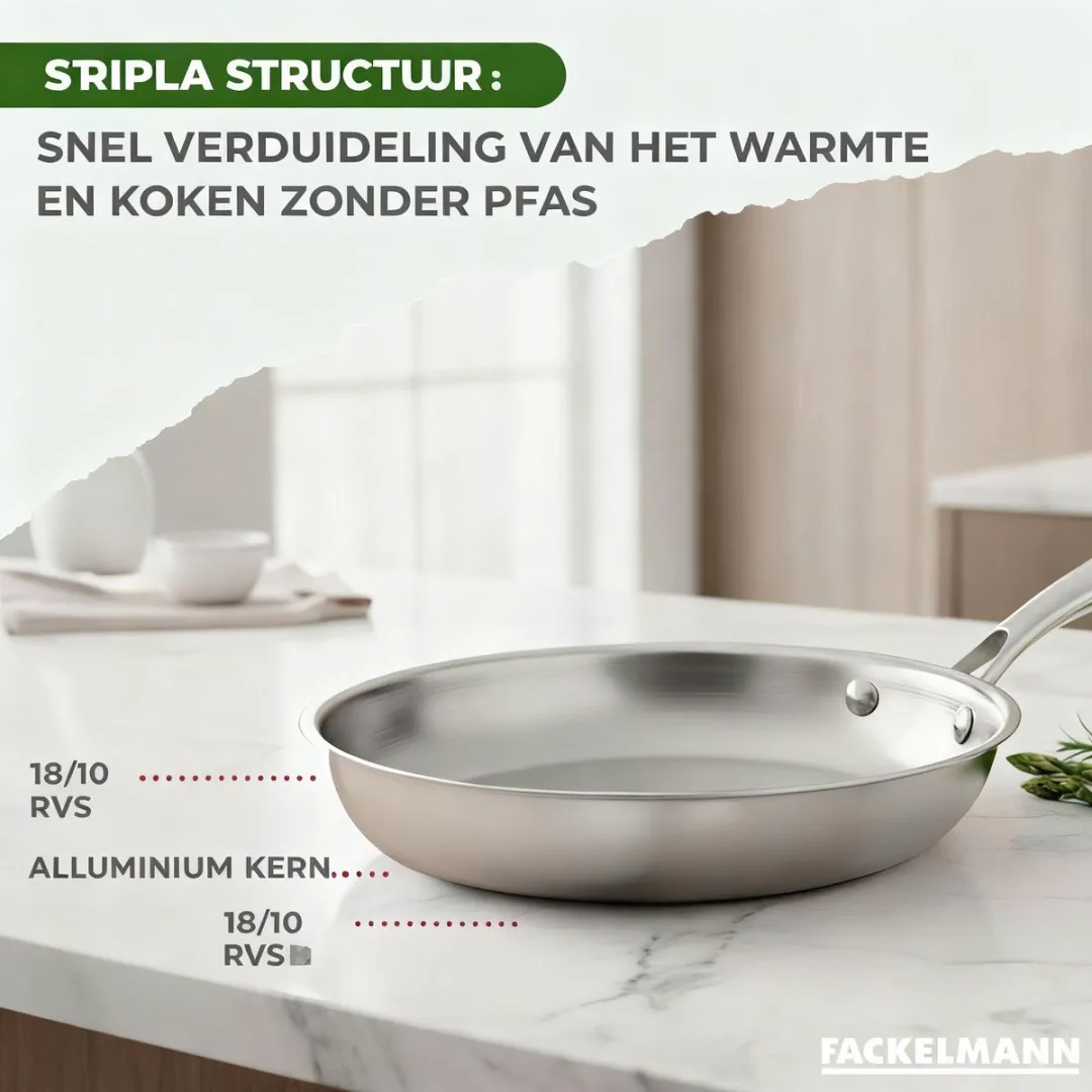 Fackelmann 66272 Koekenpan 28cm - Roestvrij staal - Geschikt voor alle vuursoorten