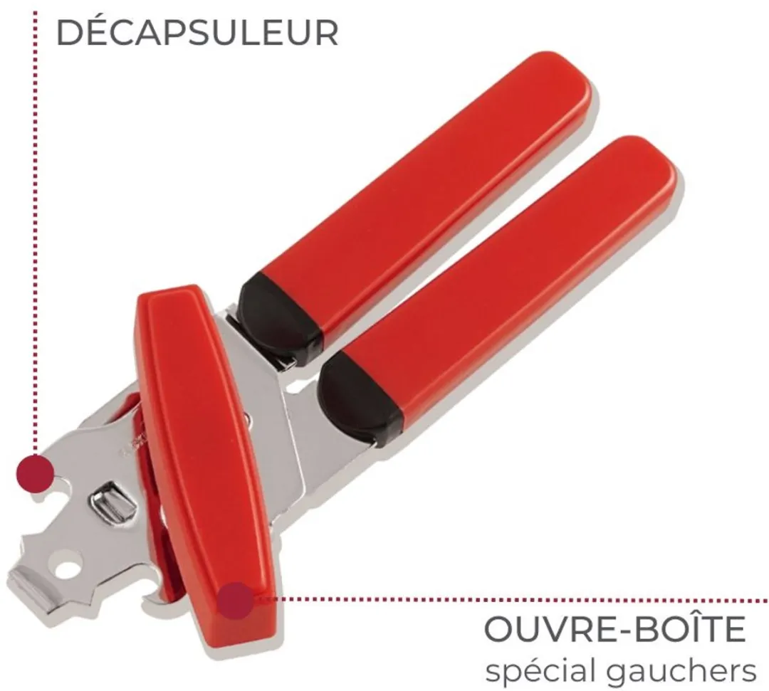 Fackelmann 09141 Blikopener 3-in-1 - 17cm - Rood