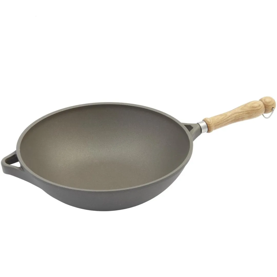 Berndes Bonanza Wok 28cm - 4L - Essenhouten Steel - Grijs - afbeelding 6 van 6