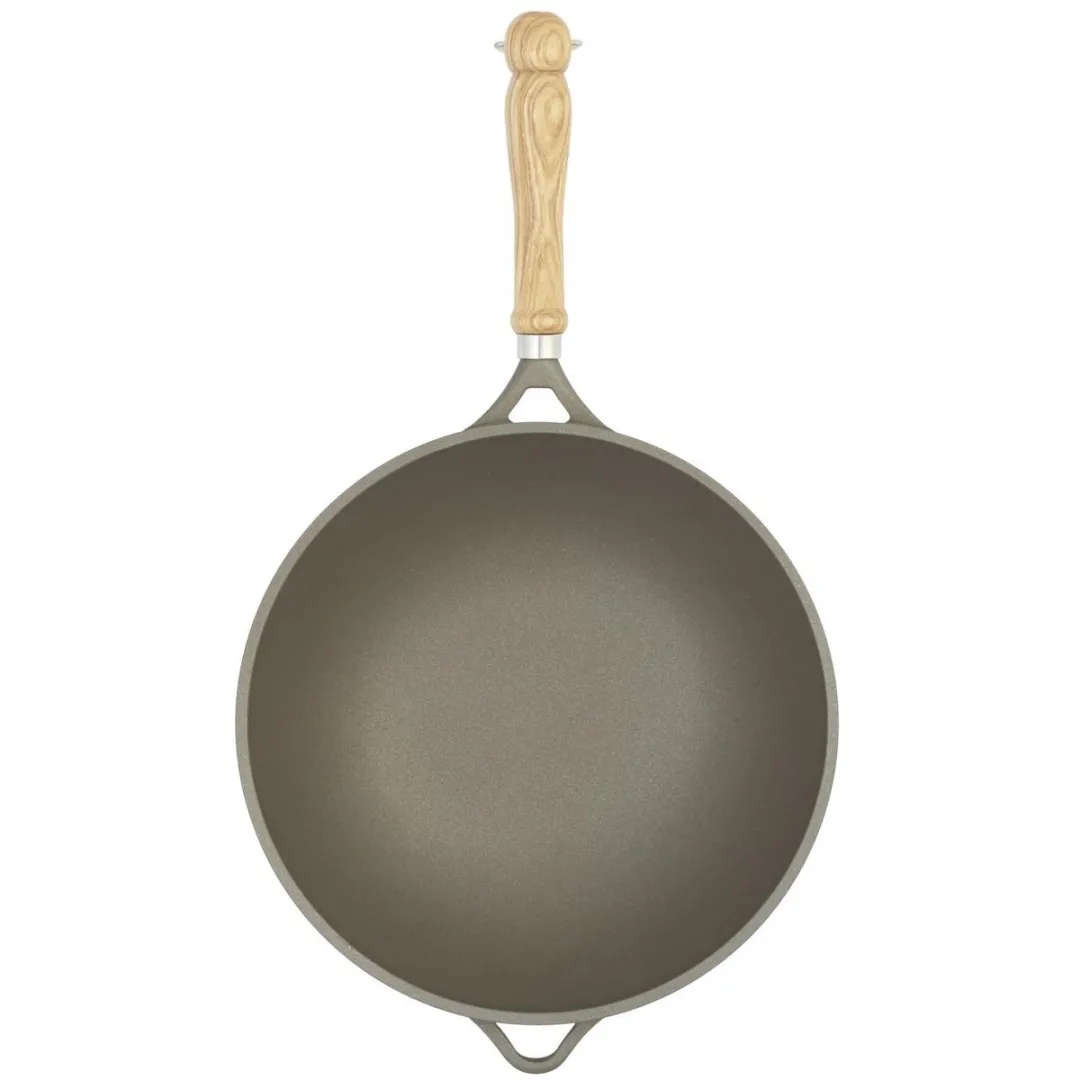 Berndes Bonanza Wok 28cm - 4L - Essenhouten Steel - Grijs