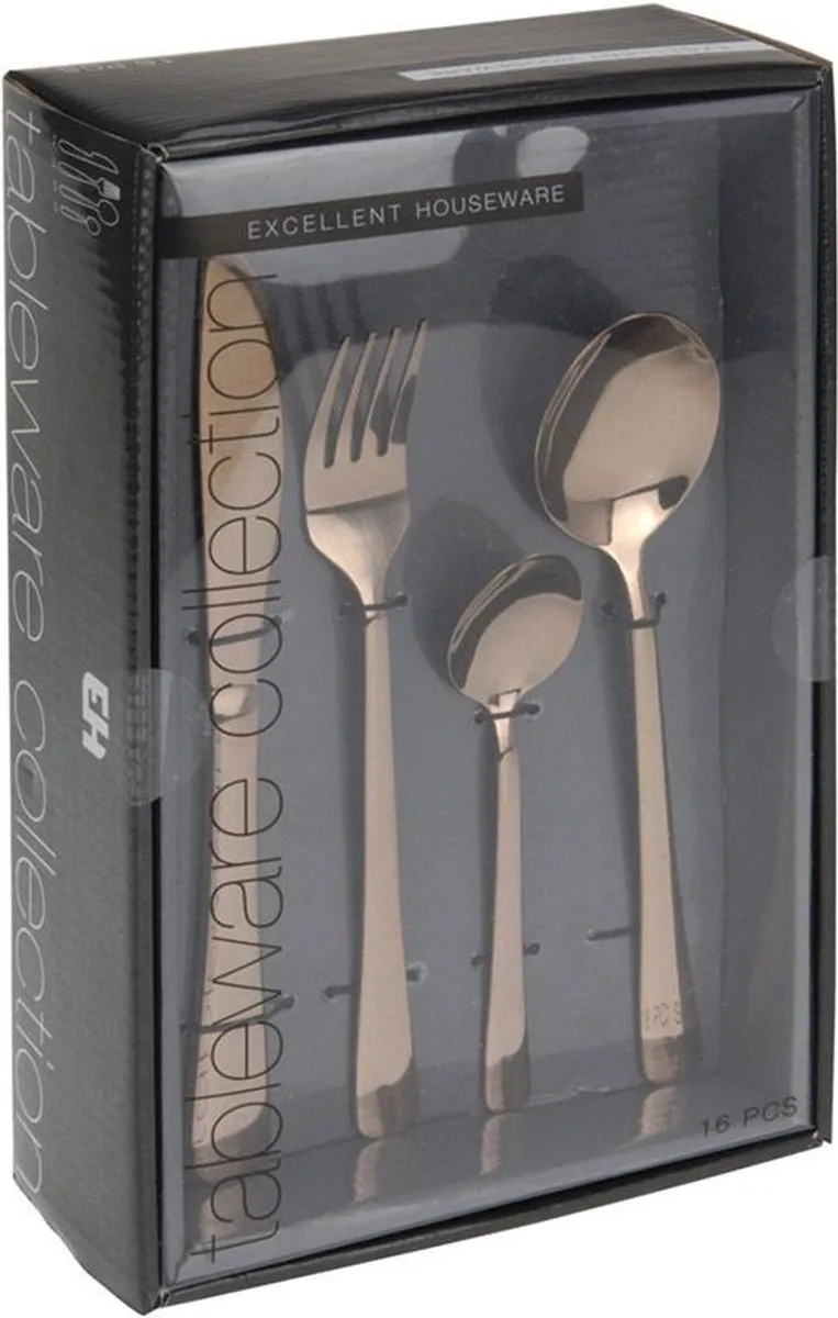 Excellent Houseware Bestekset - 16 delig - 4 persoons - Koper