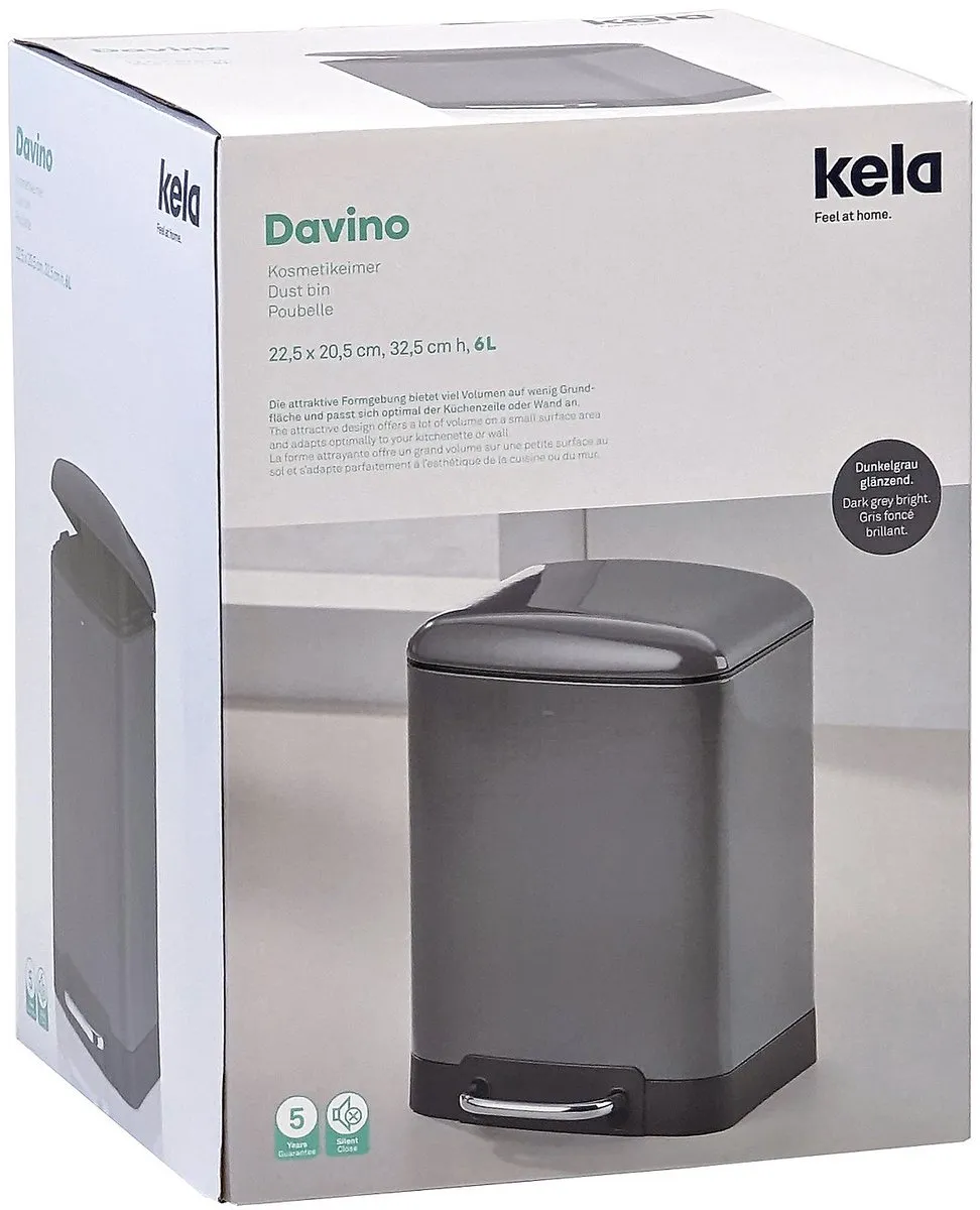 Kela Afvalemmer RVS 6L - Antraciet