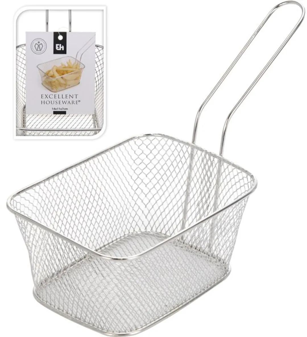 Excellent Houseware Frituurmandje RVS 14x11x7cm - Zilver