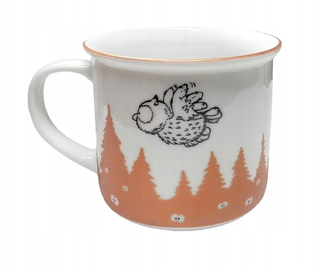 NICI Porseleinen Mok 400ml Uil & Tekst - 45019 - Bruin