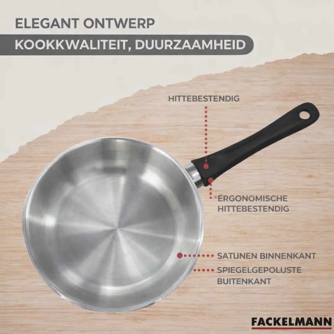 Fackelmann 9443150 Set 2 Pannen 24/28cm - Roestvrij staal & Zwart