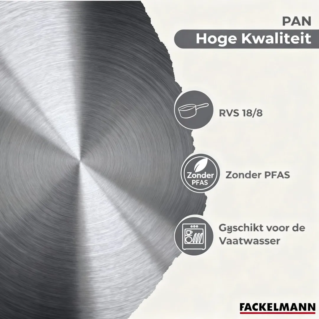 Fackelmann 9443250 Set 3 Pannen 20/24/28cm - Roestvrij staal & Zwart