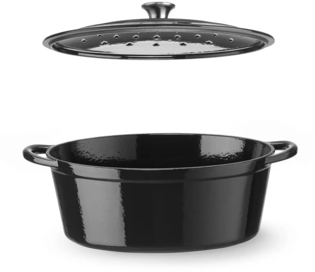 HENDI Braadpan Gietijzer Emaille 626863 - 6,88L - Ø25,5cm - Inductie