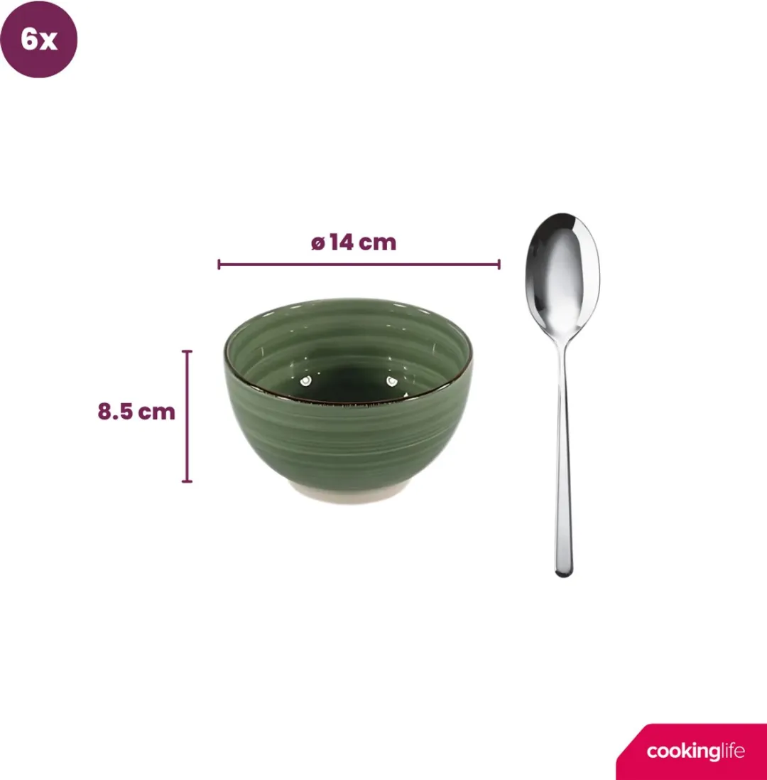 Cookinglife Kom Delice - 6 Stuks ø 14cm - Groen
