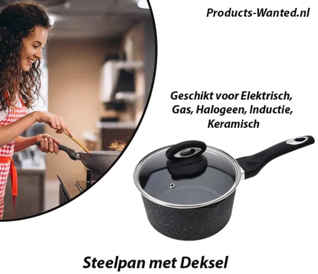 Excellent Houseware Sauspan 2.2L - Zwart - afbeelding 3 van 3