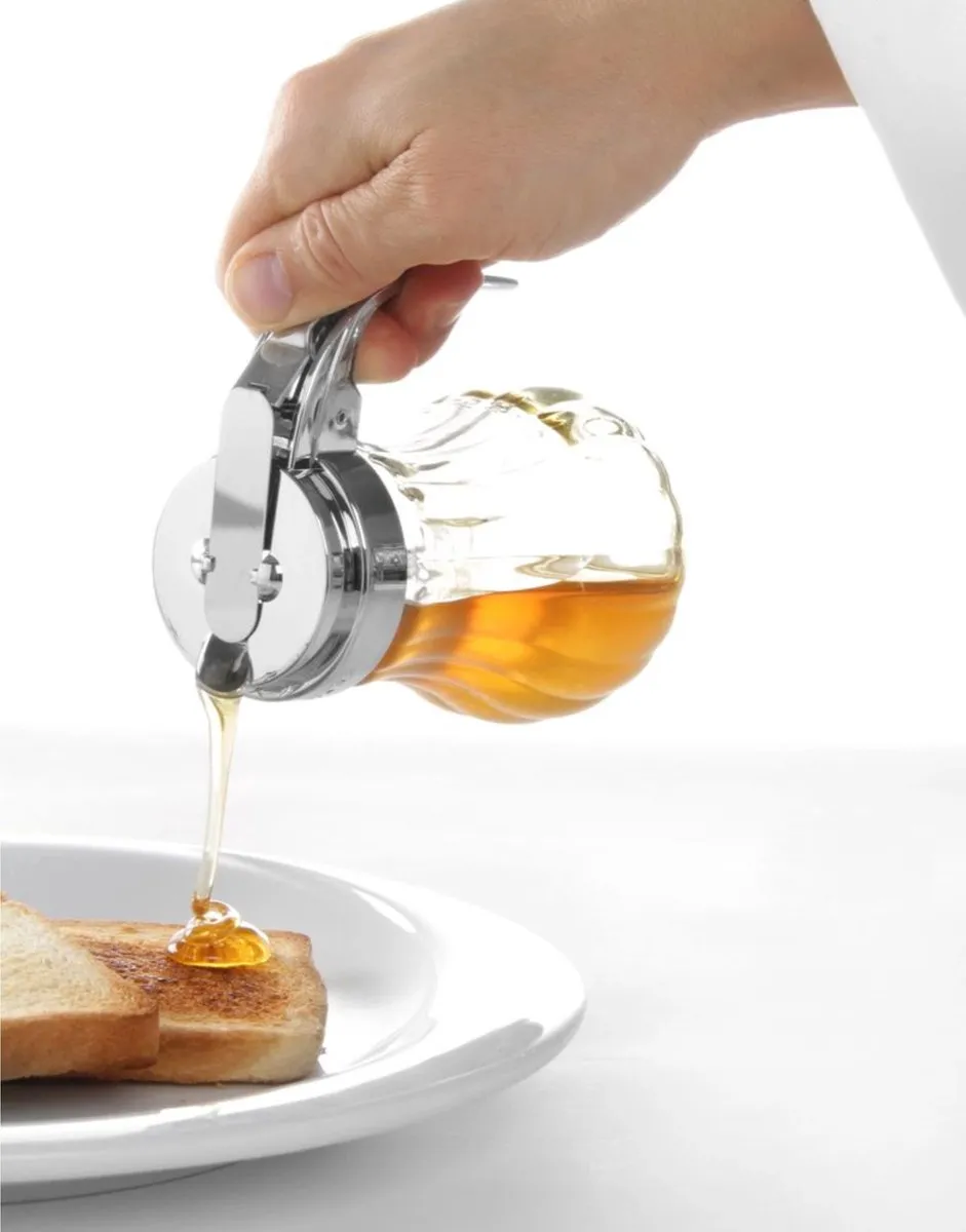 Hendi Glazen Honingdispenser Ø80x115mm - Roestvrijstalen hevel