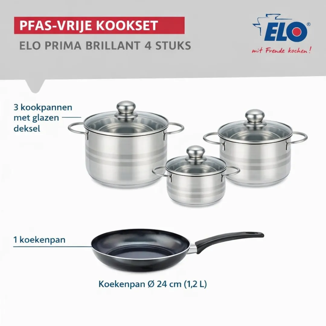 Fackelmann ELO 9714450 Keukengerei Set - 4-delig Roestvrij staal