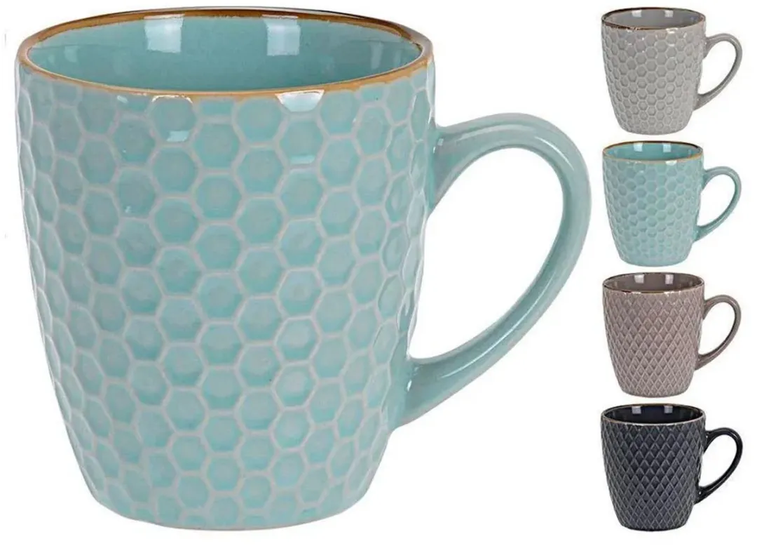 Excellent Houseware Stoneware Koffiebekers 300ml - 4 Stuks - Multi - afbeelding 6 van 6