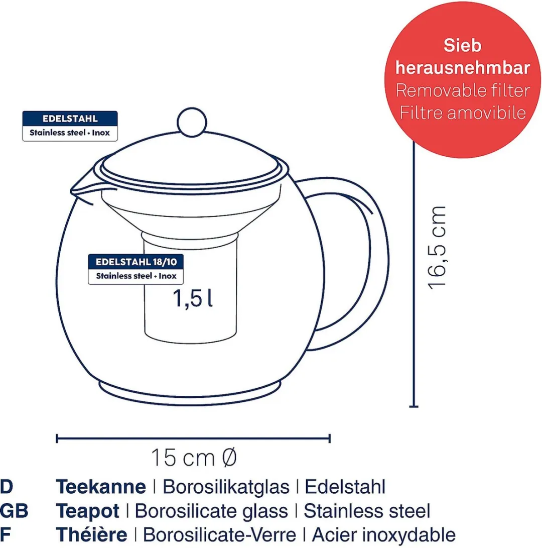 Kela Theepot 1,5L - Transparant