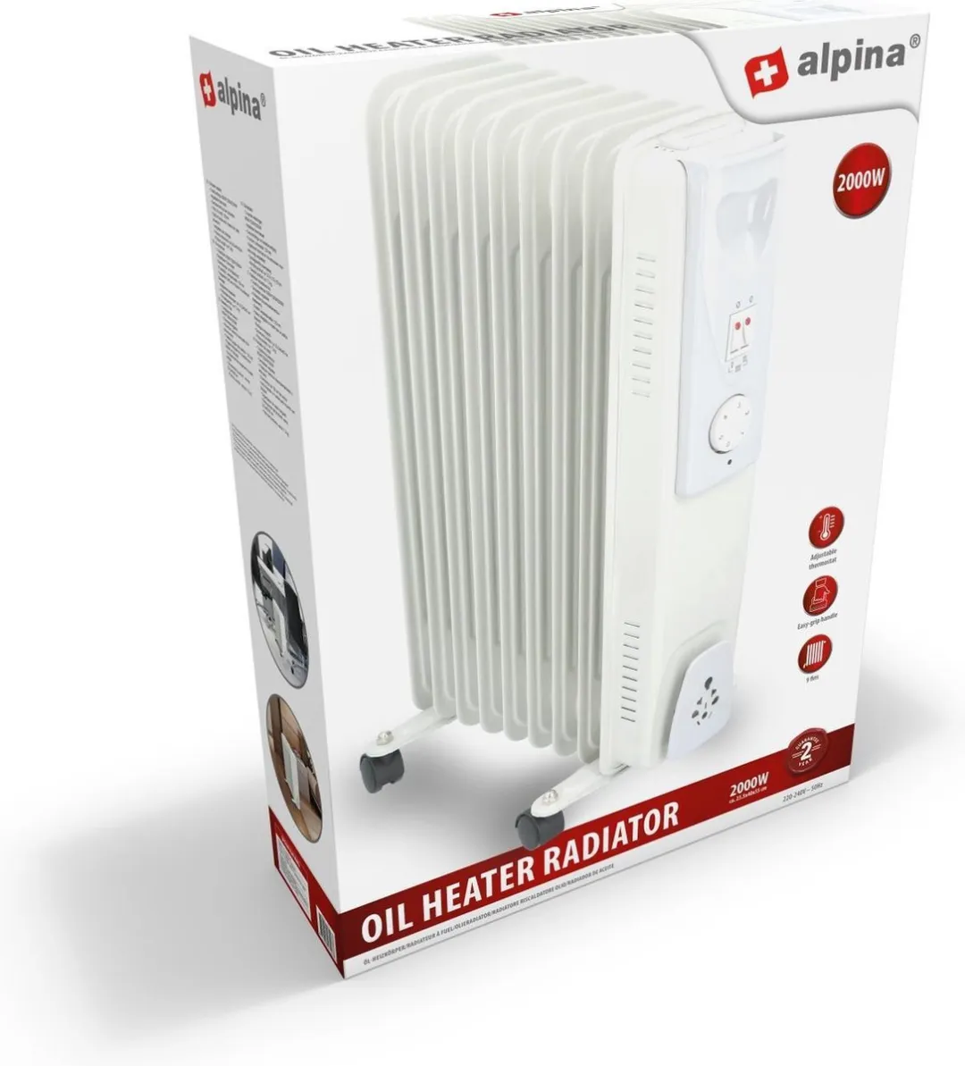Alpina Olieradiator MEALEL6640/004 2000W - Wit - afbeelding 2 van 6