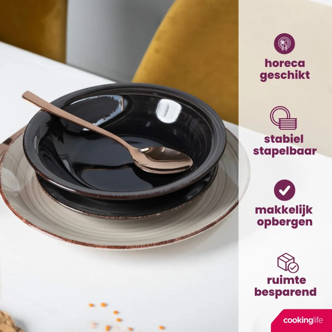 Cookinglife Delice Grijs Serviesset 18-delig - 6 Personen