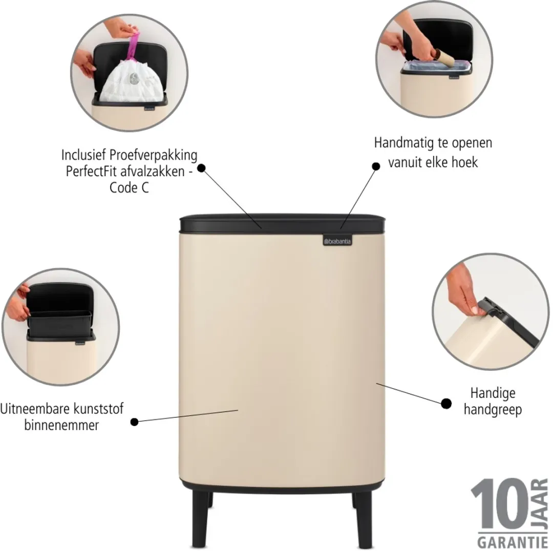 Brabantia Bo Hi Prullenbak 12L - Soft Beige - afbeelding 6 van 6