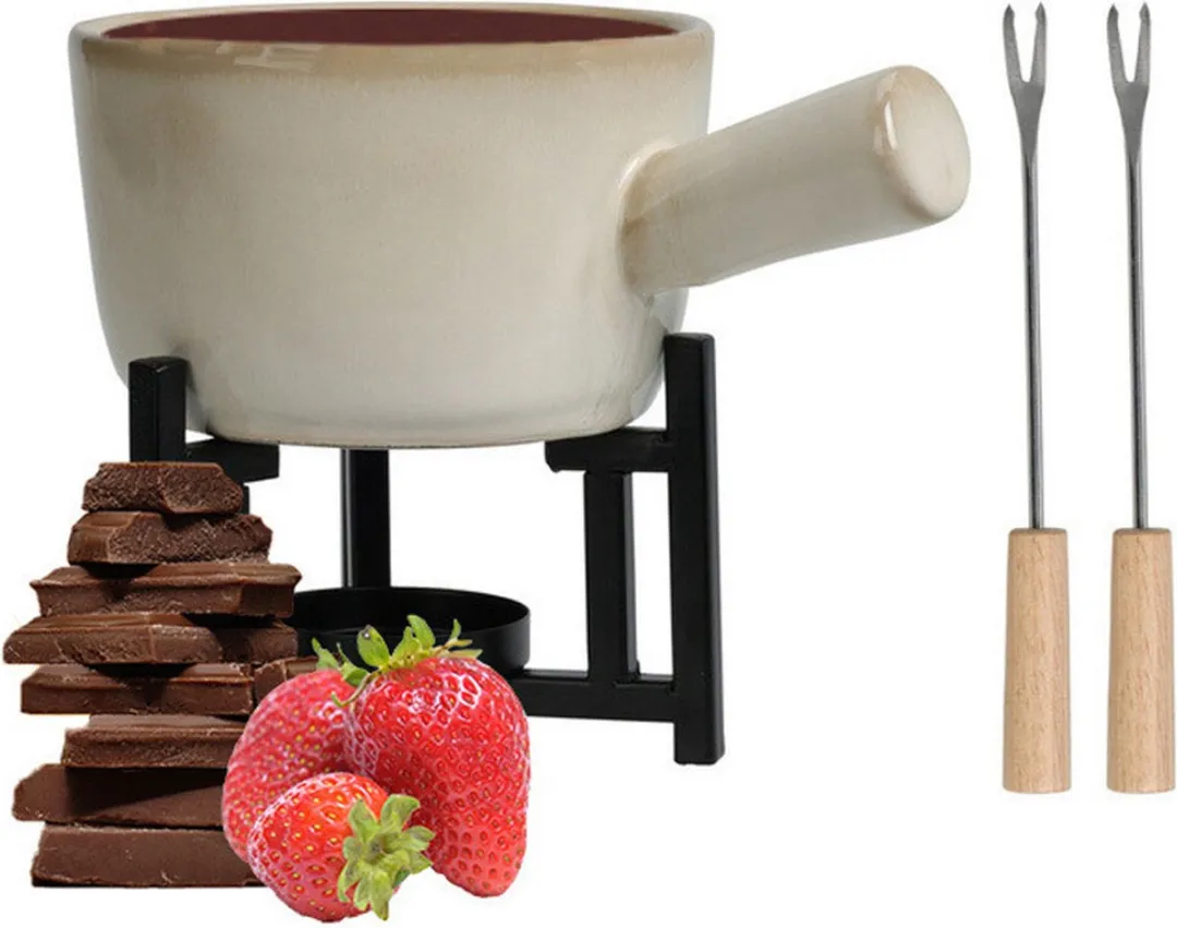 Excellent Houseware Chocoladefondue Set Beige