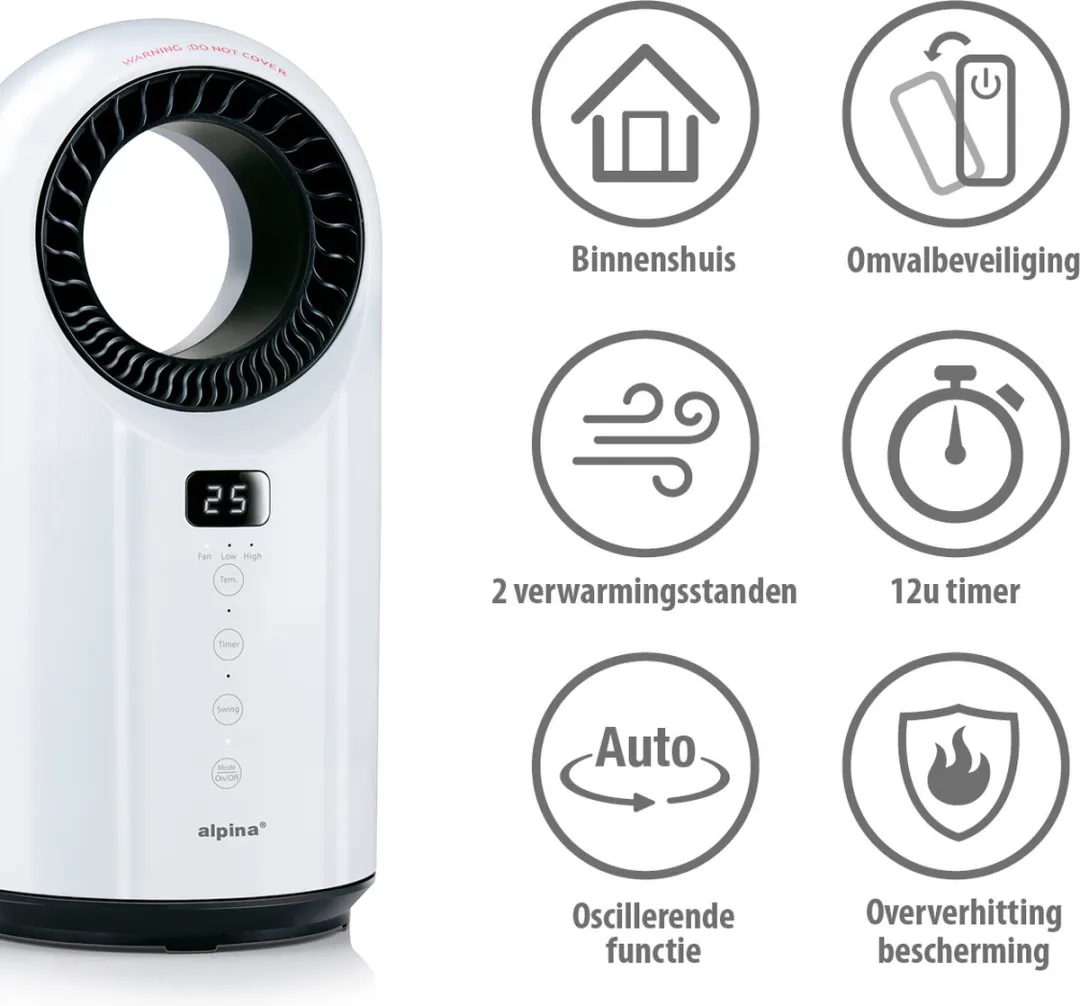 Alpina MEAKA3880/001 Ventilatorkachel 1500W - Wit