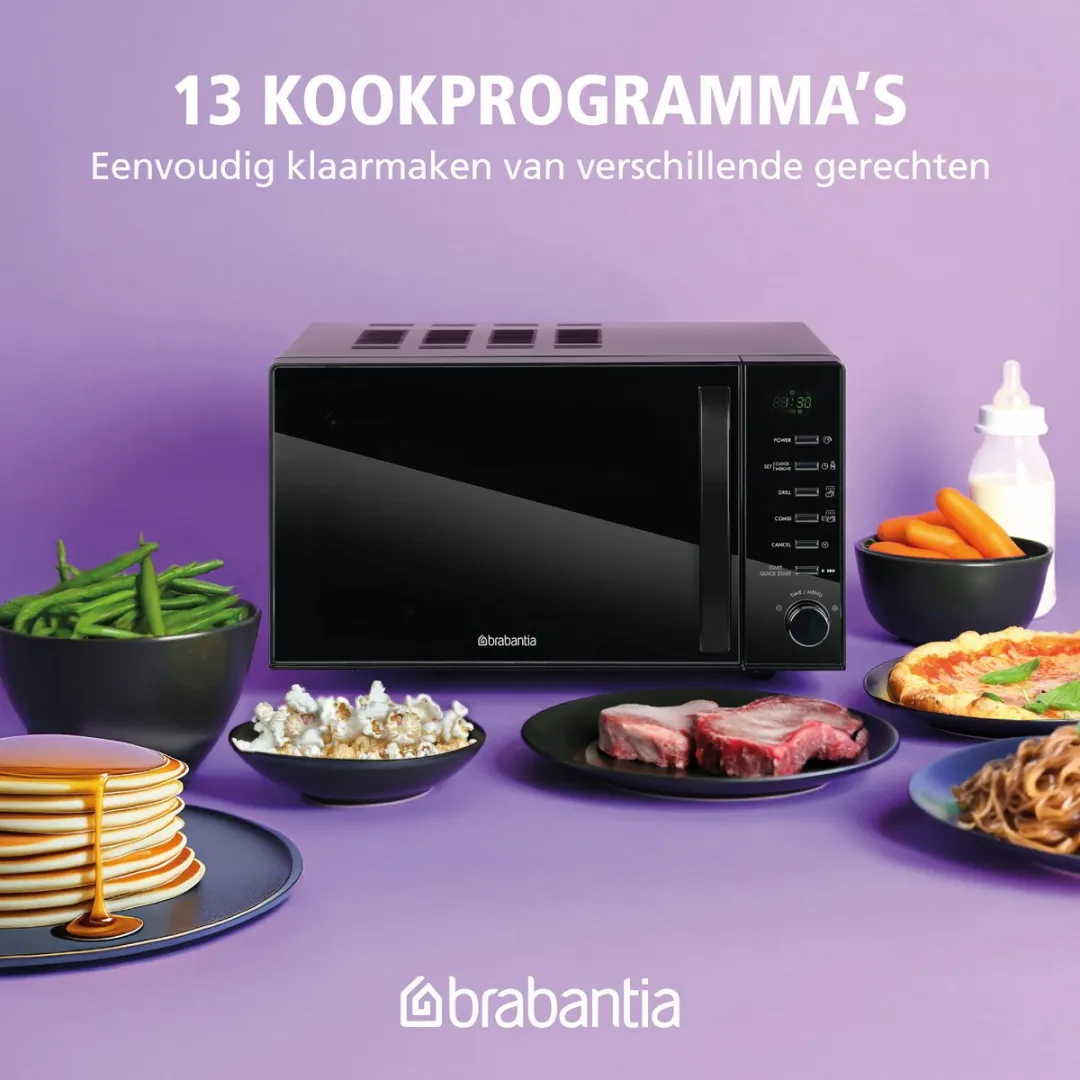 Brabantia BBEK1145DG Magnetron met Grill - 700W - Zwart