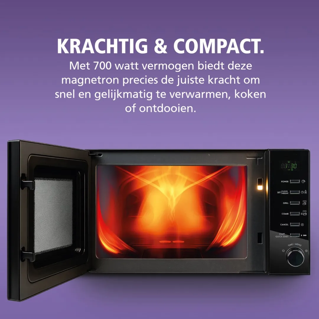 Brabantia BBEK1145DG Magnetron met Grill - 700W - Zwart