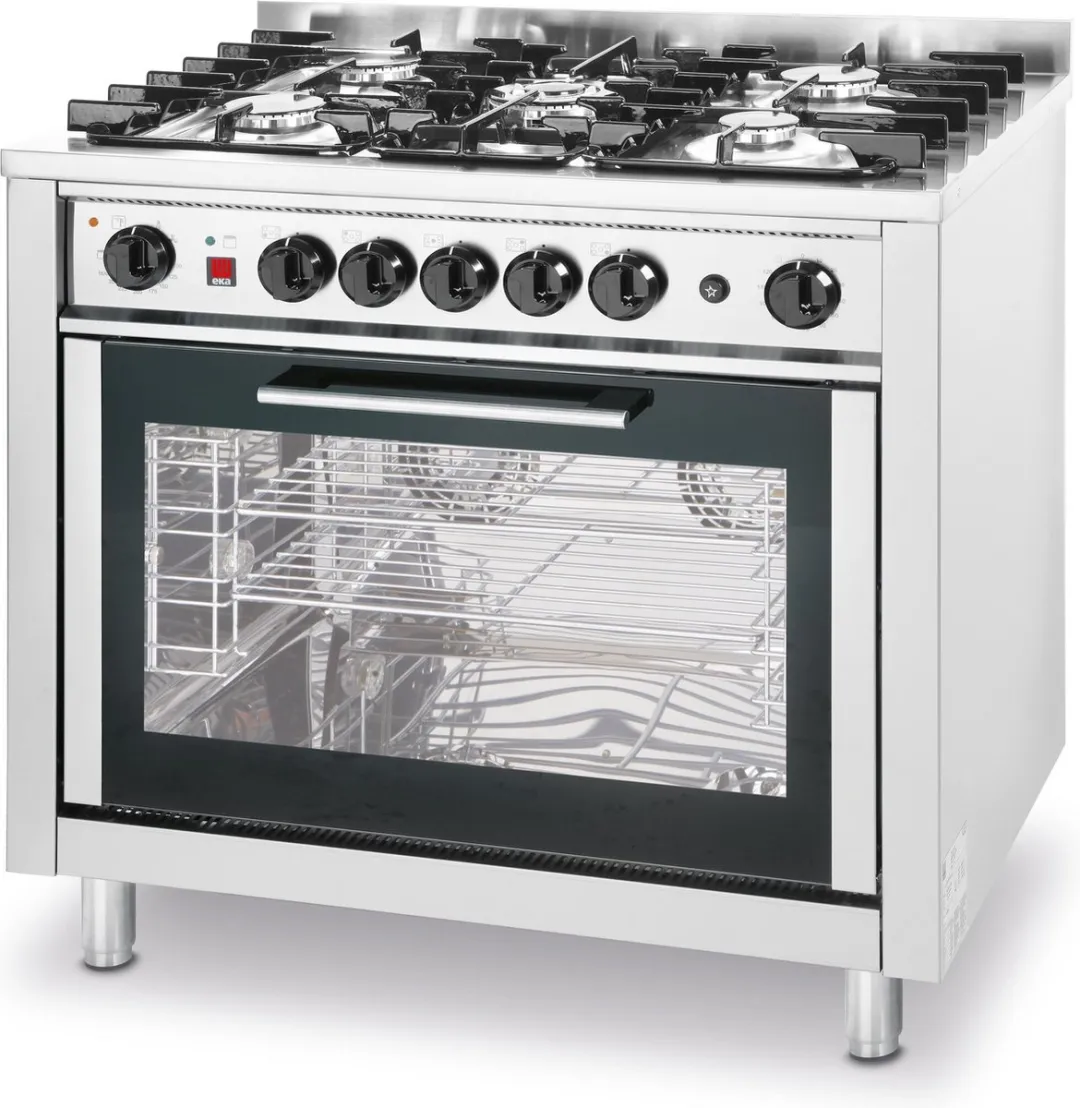 HENDI Kitchen Line Gasfornuis 5 Pits met Oven - 900x653x900mm