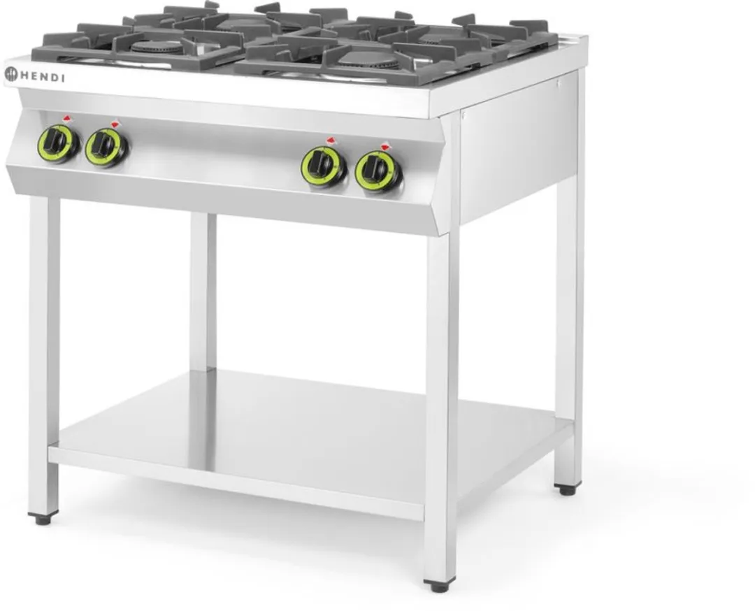 HENDI Kitchen Line Gasfornuis 4-pits 19kW - 800x700x900mm - Roestvrij staal