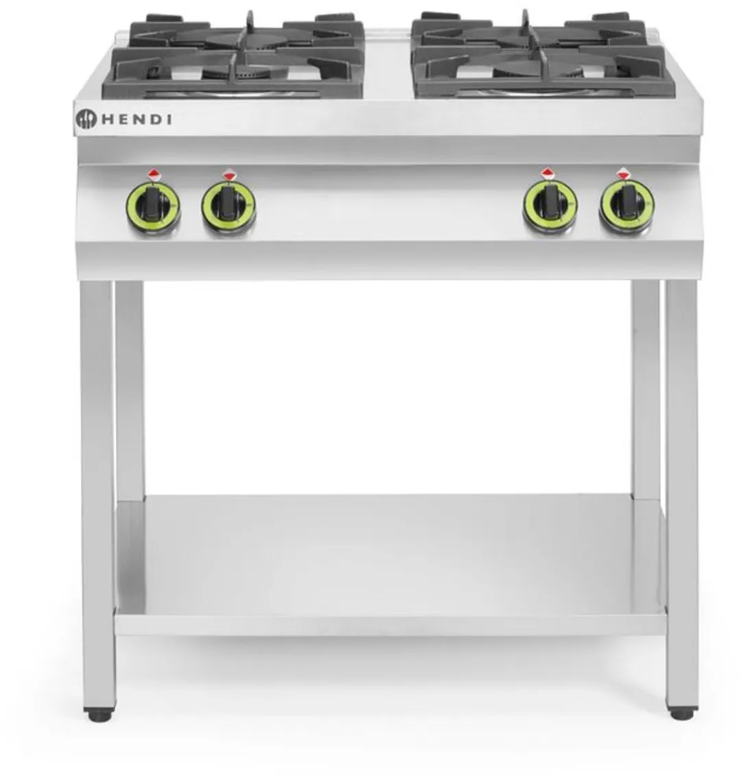 HENDI Kitchen Line Gasfornuis 4-pits 19kW - 800x700x900mm - Roestvrij staal