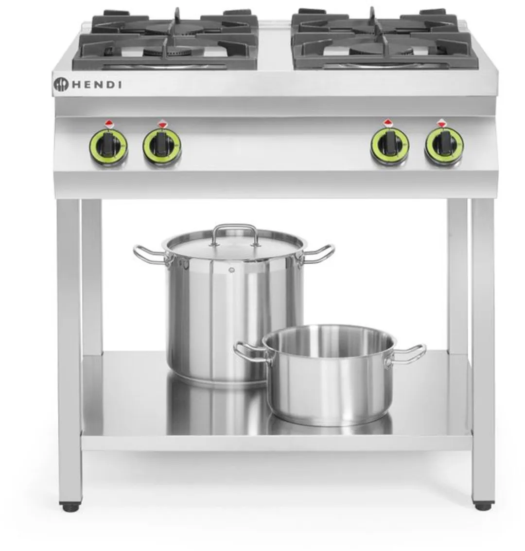 HENDI Kitchen Line Gasfornuis 4-pits 19kW - 800x700x900mm - Roestvrij staal