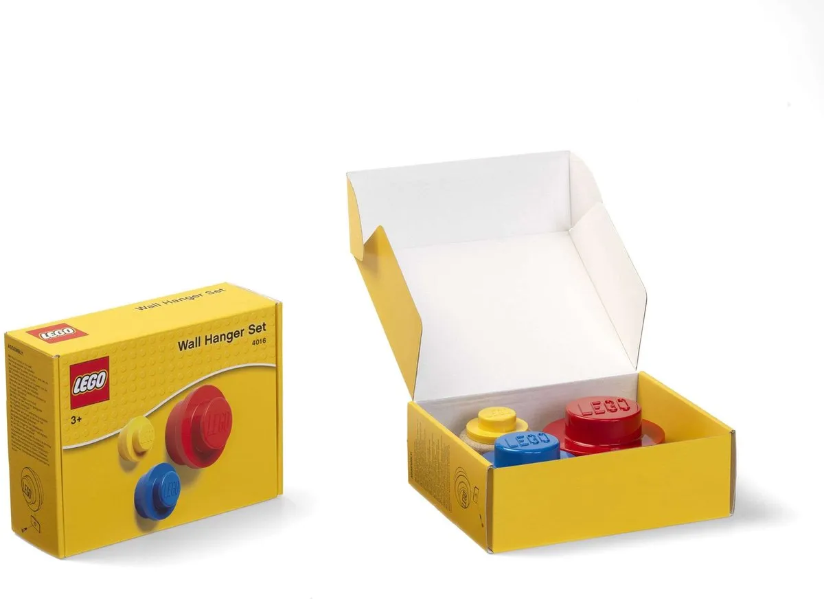 LEGO Iconic Wandhaken - 3 Stuks - Blauw/Geel/Rood