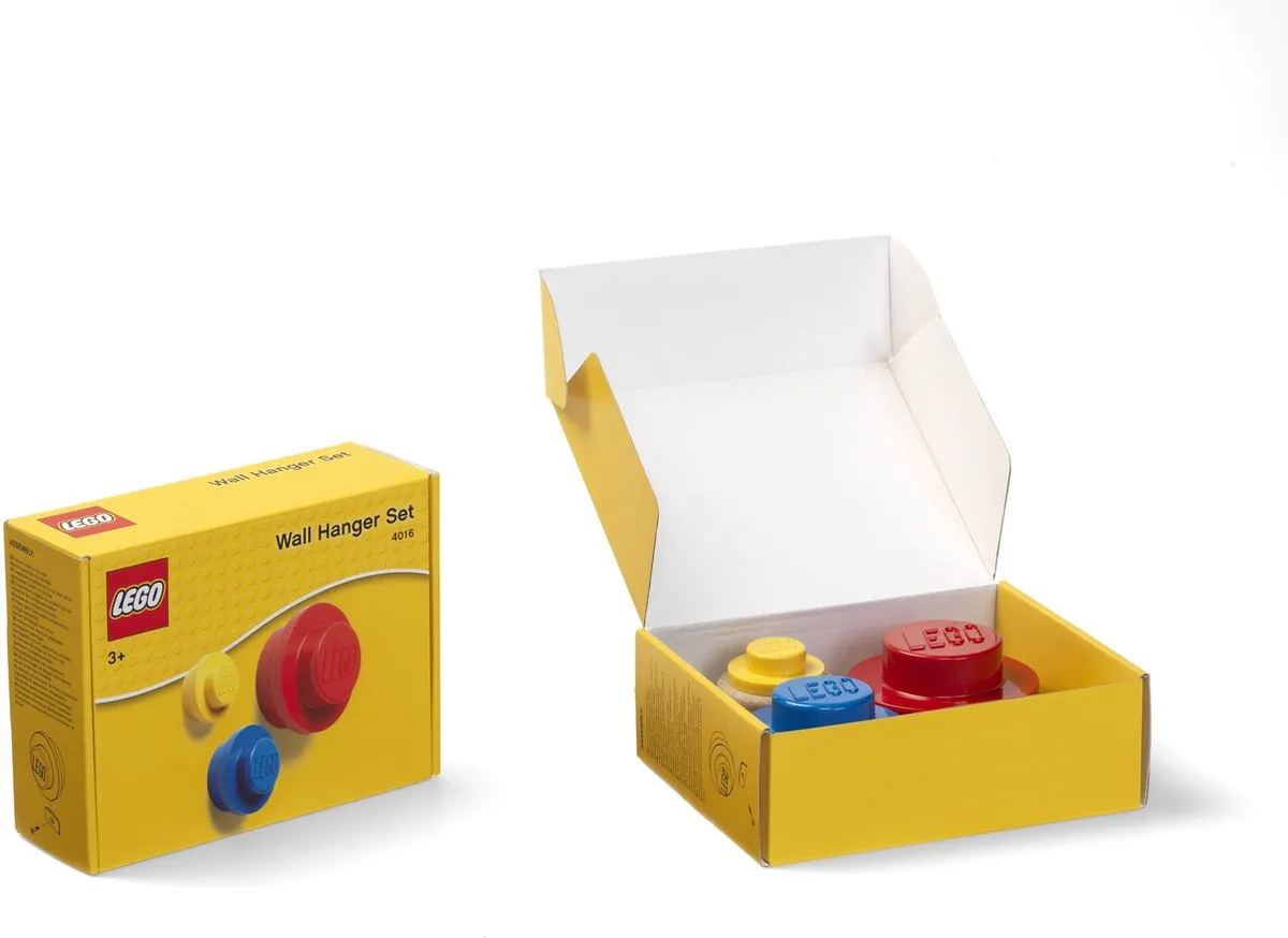 LEGO Iconic Wandhaken - 3 Stuks - Blauw/Geel/Rood