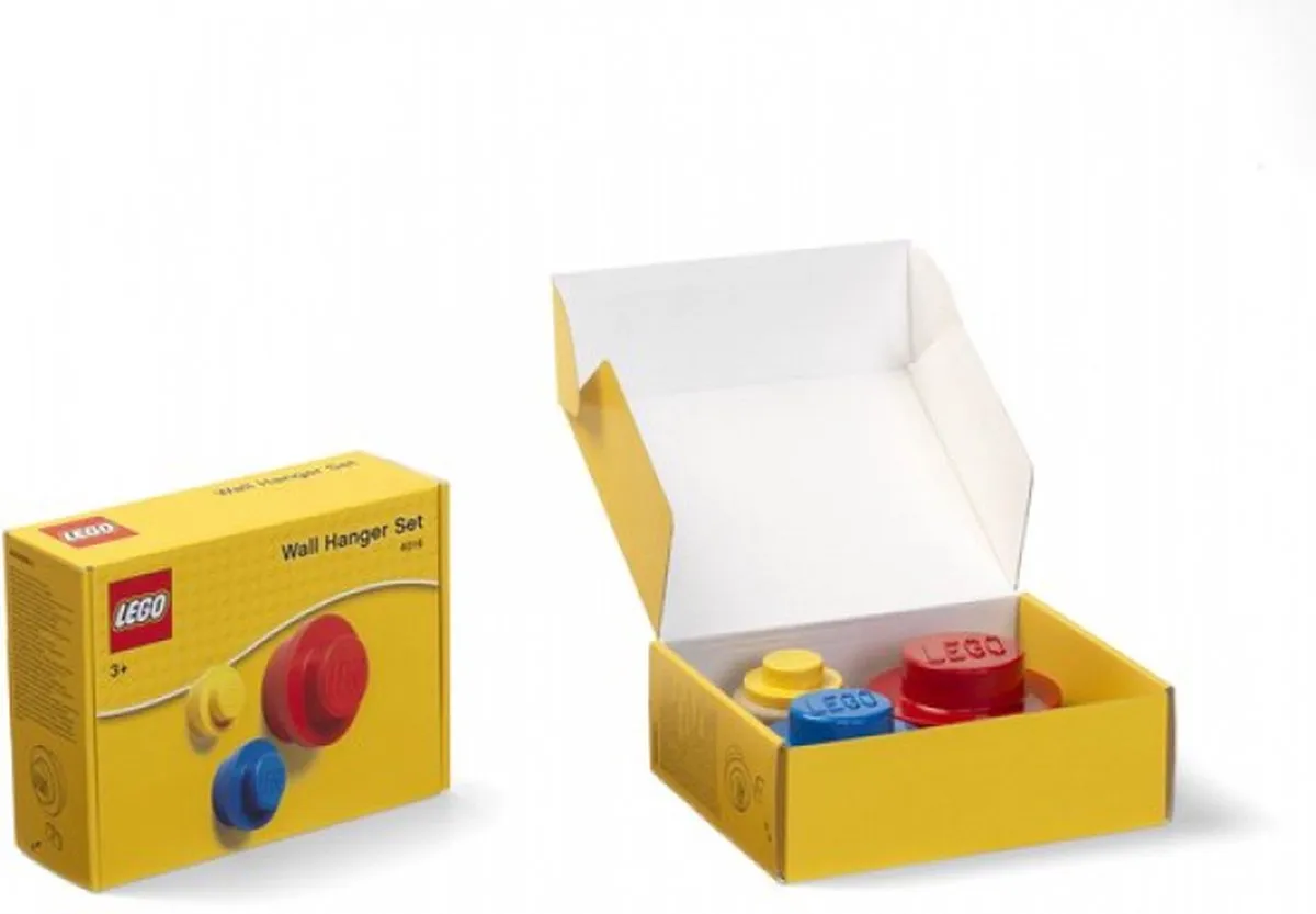 LEGO Iconic Wandhaken - 3 Stuks - Blauw/Geel/Rood