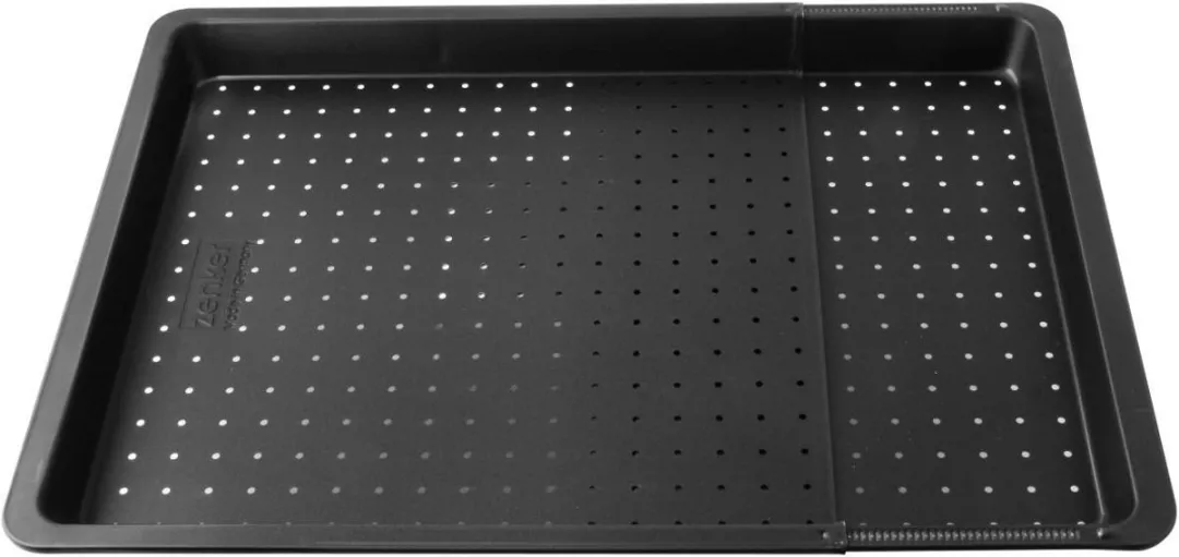 Zenker 6539 Uitbreidbare geperforeerde antiaanbak bakplaat, Bakplaat met gaten en Teflon coating, Zwart, Staal, Teflon coating, 37 tot 52cm