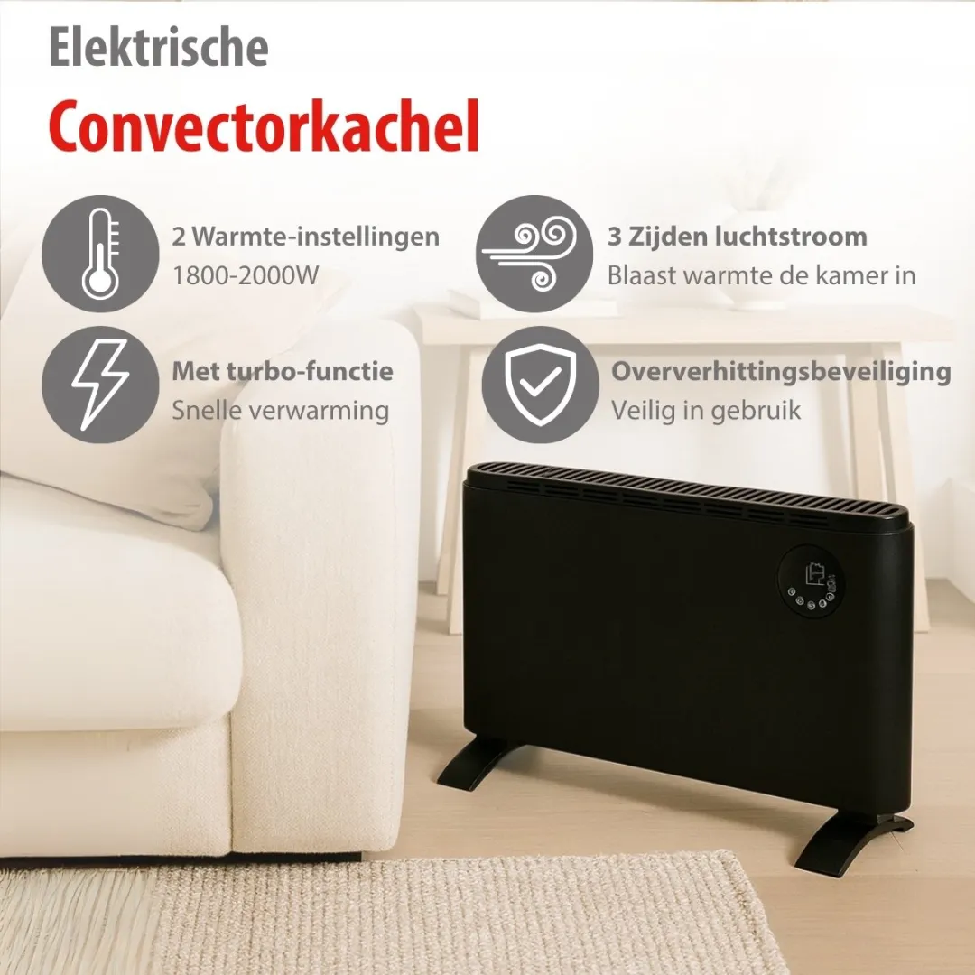 Alpina MEAKA3880/006 Elektrische Convectorkachel 2000W - Zwart