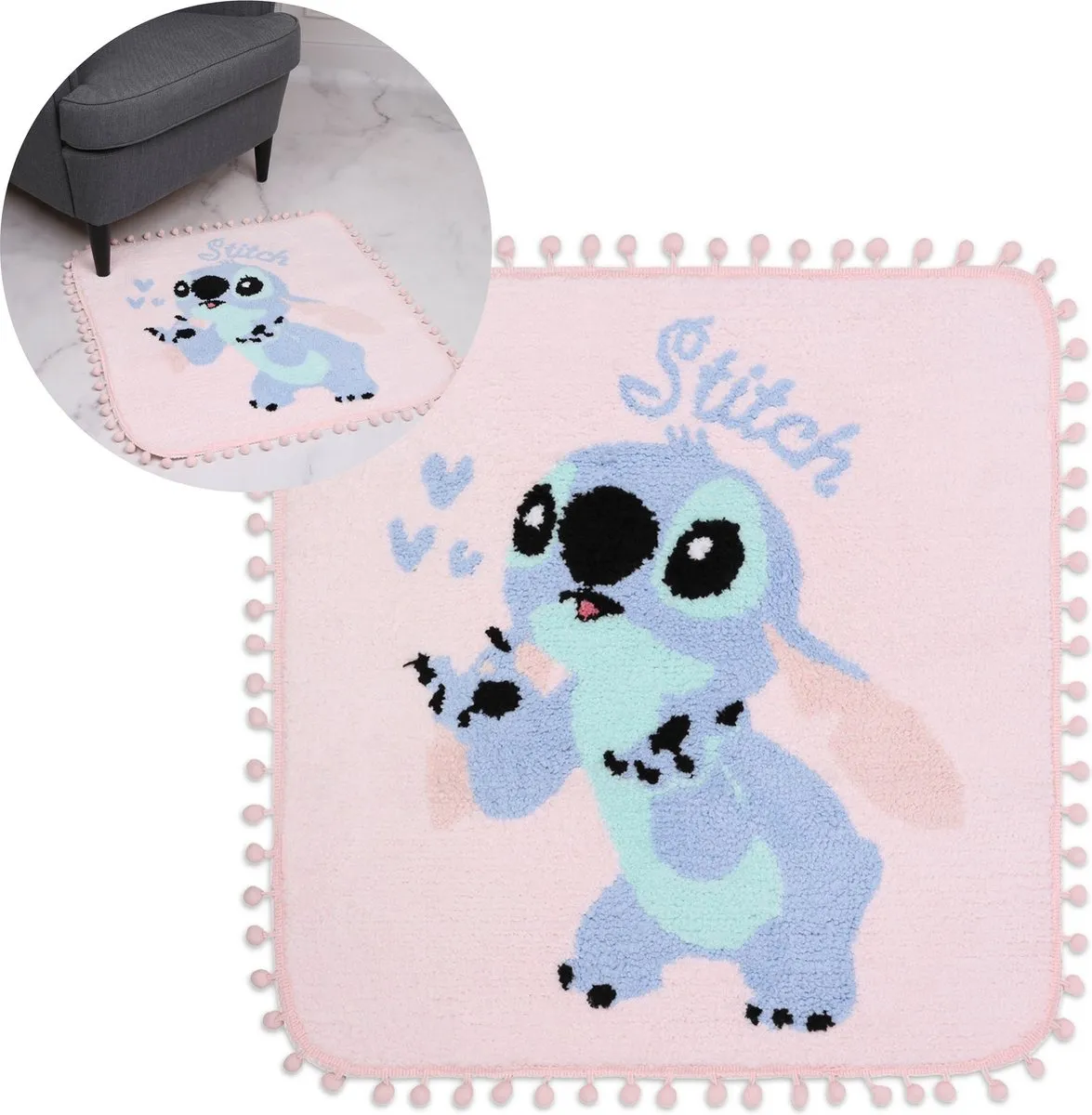 Disney Stitch Vierkant Vloerkleed 60x60cm