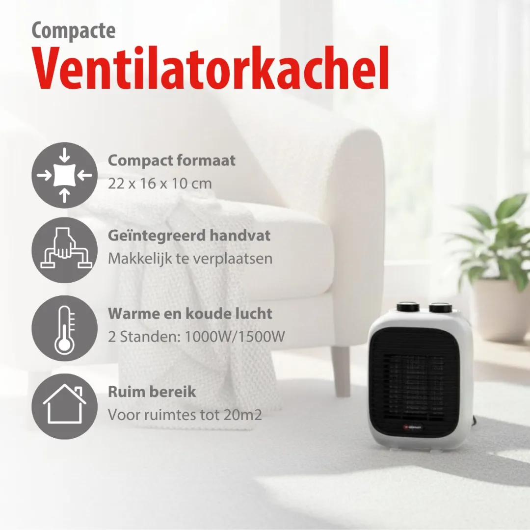 Alpina PTC-1601 Ventilatorkachel 1500W - Wit