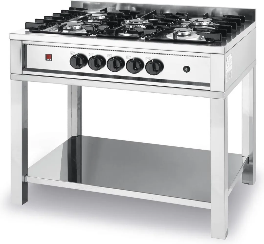 HENDI 5-pits Gasfornuis Open Frame 14,3 kW - 900x640x910mm - RVS
