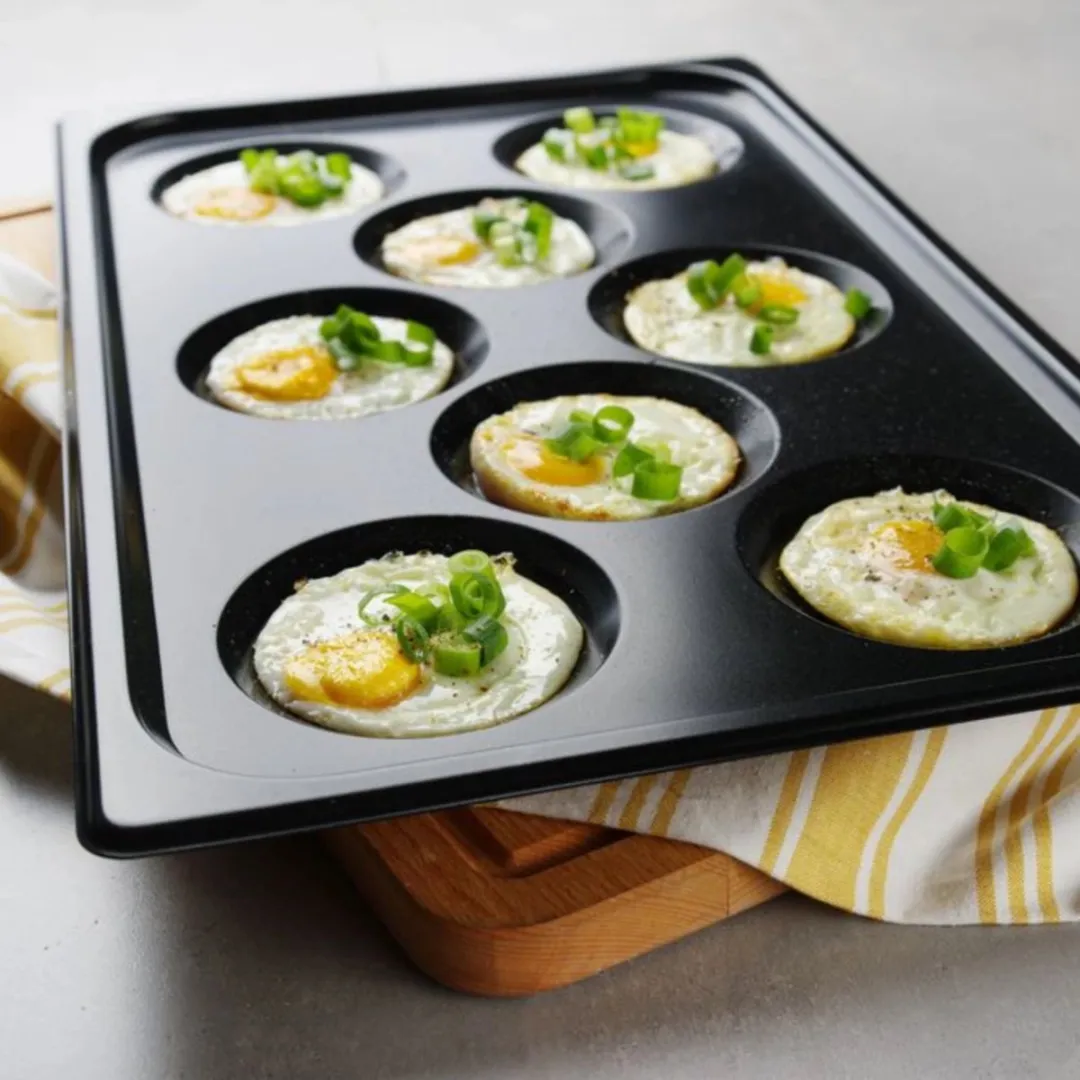 HENDI Convektomat Eggplate Bakplaat 8-vormig GN 1/1 - Zwart