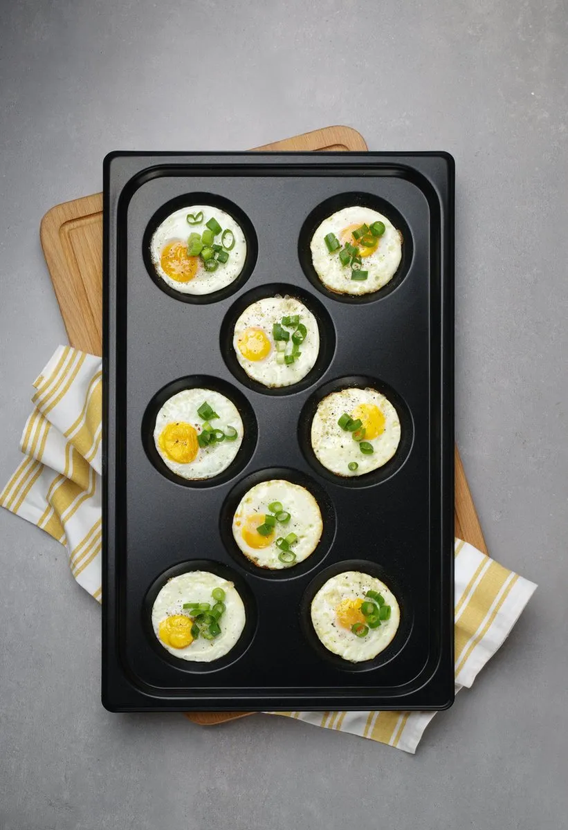 HENDI Convektomat Eggplate Bakplaat 8-vormig GN 1/1 - Zwart