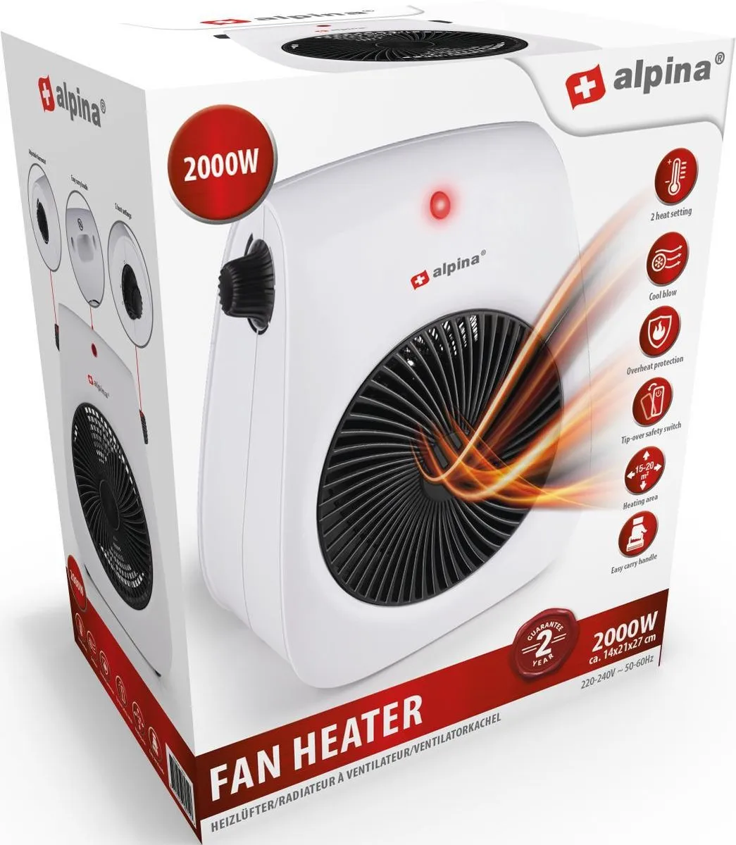 Alpina FH-P01 Ventilatorkachel 2000W - Wit - afbeelding 6 van 6