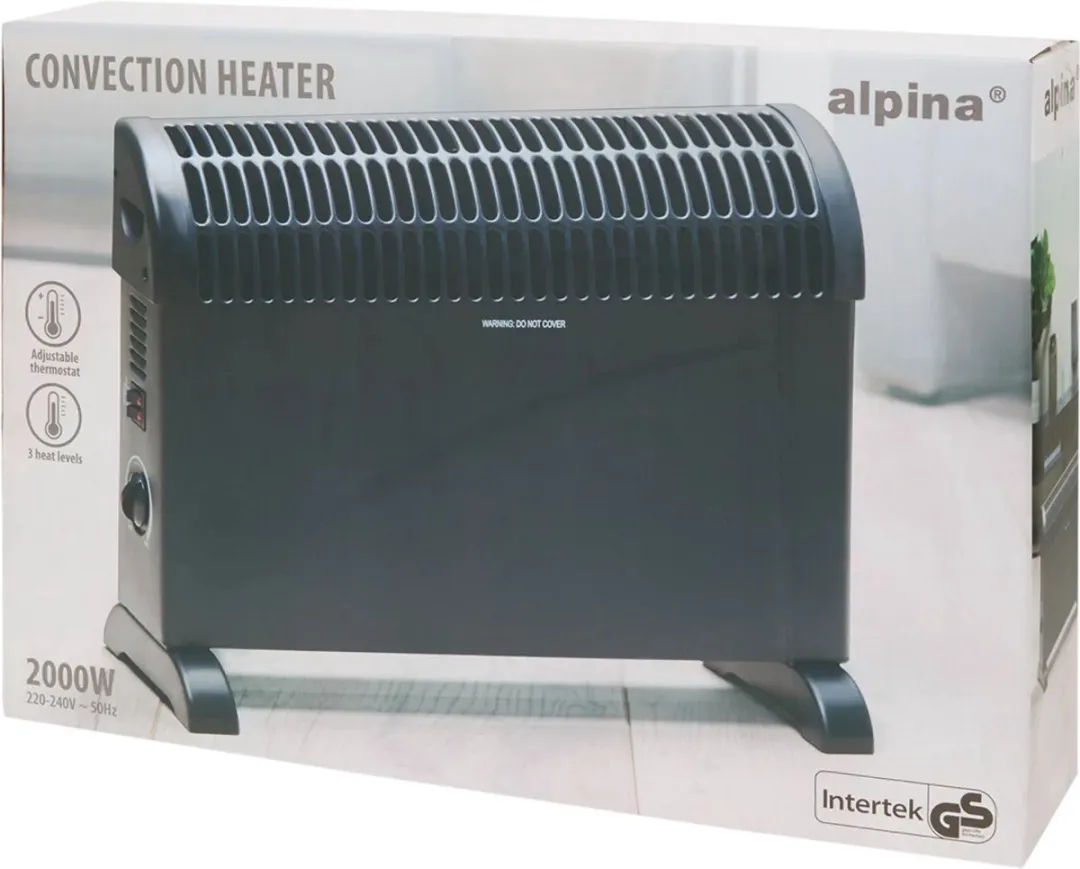 Alpina Convectorkachel 2000W - Zwart - afbeelding 4 van 4