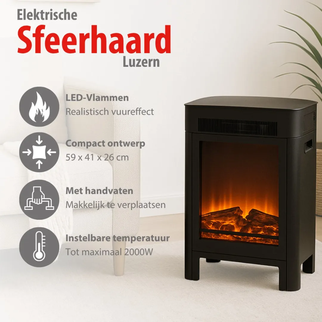 Alpina Sfeerhaard Luzern MEALEL6650/008 - 1800W - Zwart