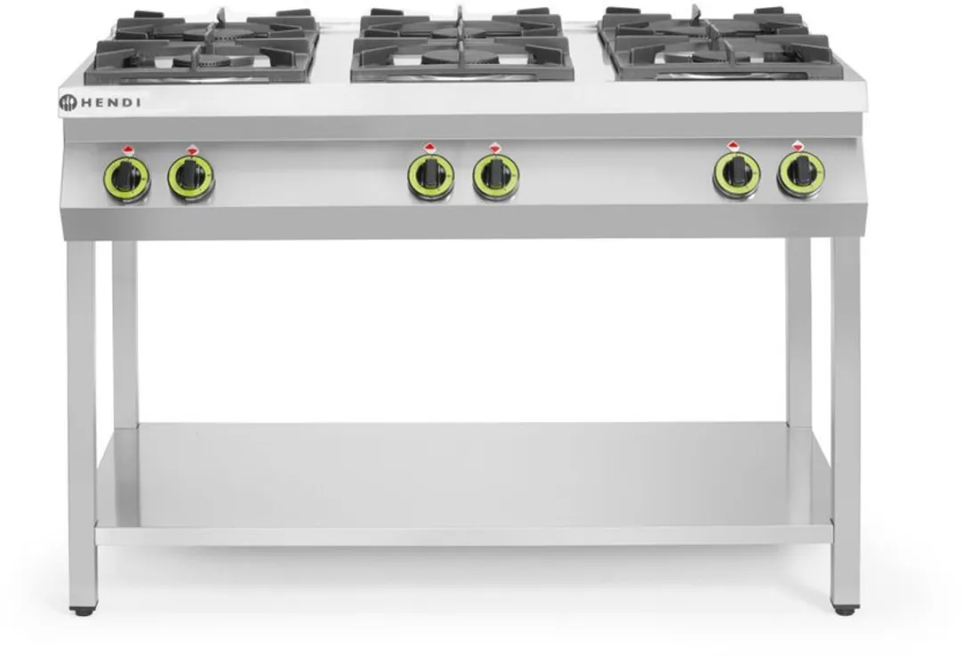 HENDI Gasfornuis 6-pits Open Standaard 28,5 kW - Rvs