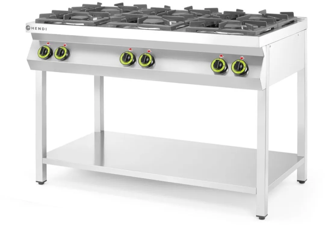 HENDI Gasfornuis 6-pits Open Standaard 28,5 kW - Rvs