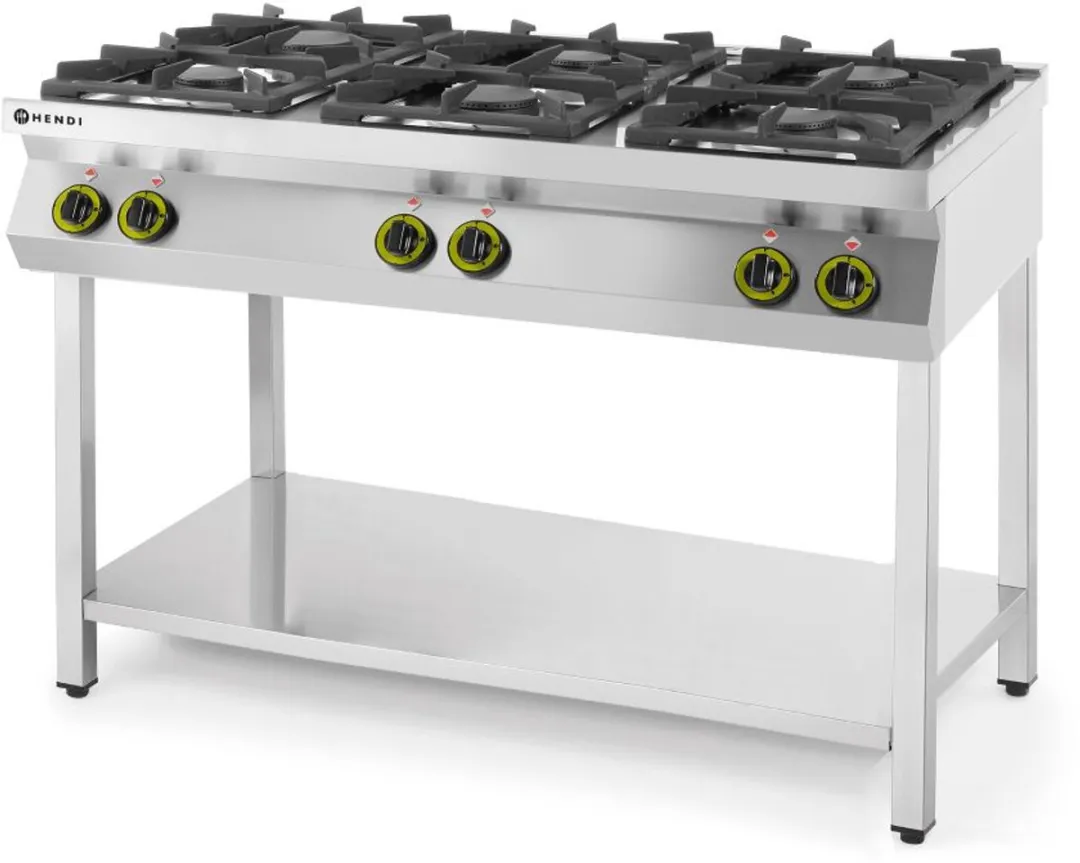 HENDI Gasfornuis 6-pits Open Standaard 28,5 kW - Rvs - afbeelding 6 van 6