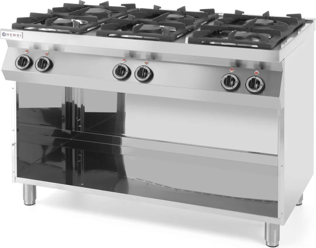 HENDI Gasfornuis 6-pits Open Standaard 28,5 kW - Rvs