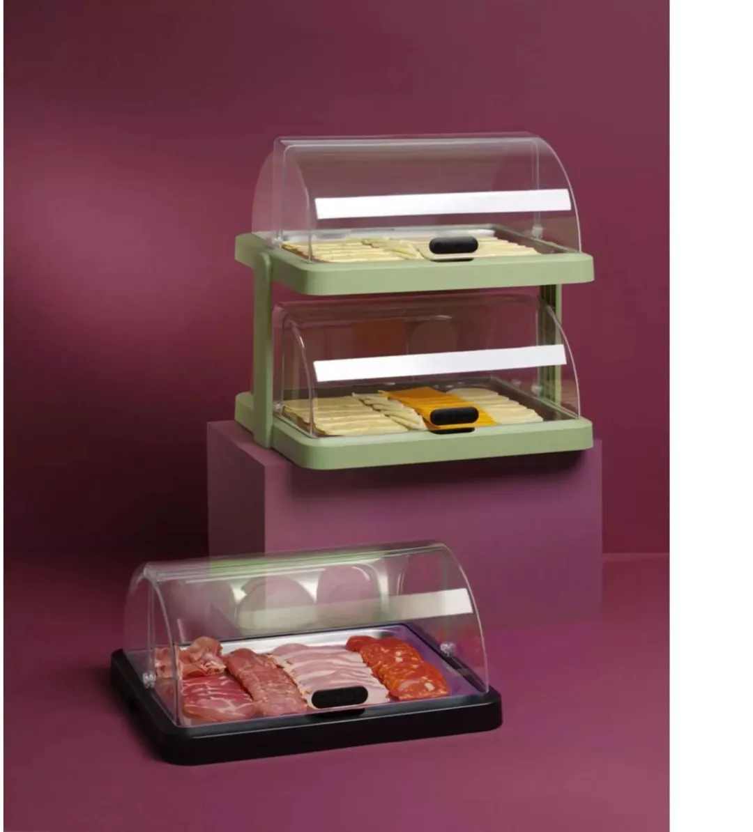 HENDI 871973 Koelvitrine Duo - 2 Laags 48x35,5x48cm - Roltopdeksel - RVS