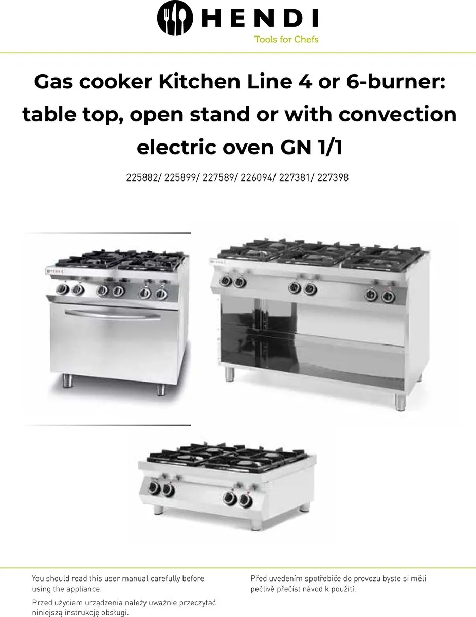 HENDI 6-pits Gasfornuis met Convectieoven - 19 kW - 800x722x900mm