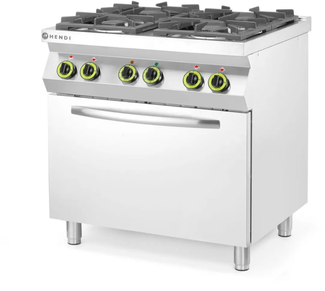 HENDI 6-pits Gasfornuis met Convectieoven - 19 kW - 800x722x900mm - afbeelding 6 van 6