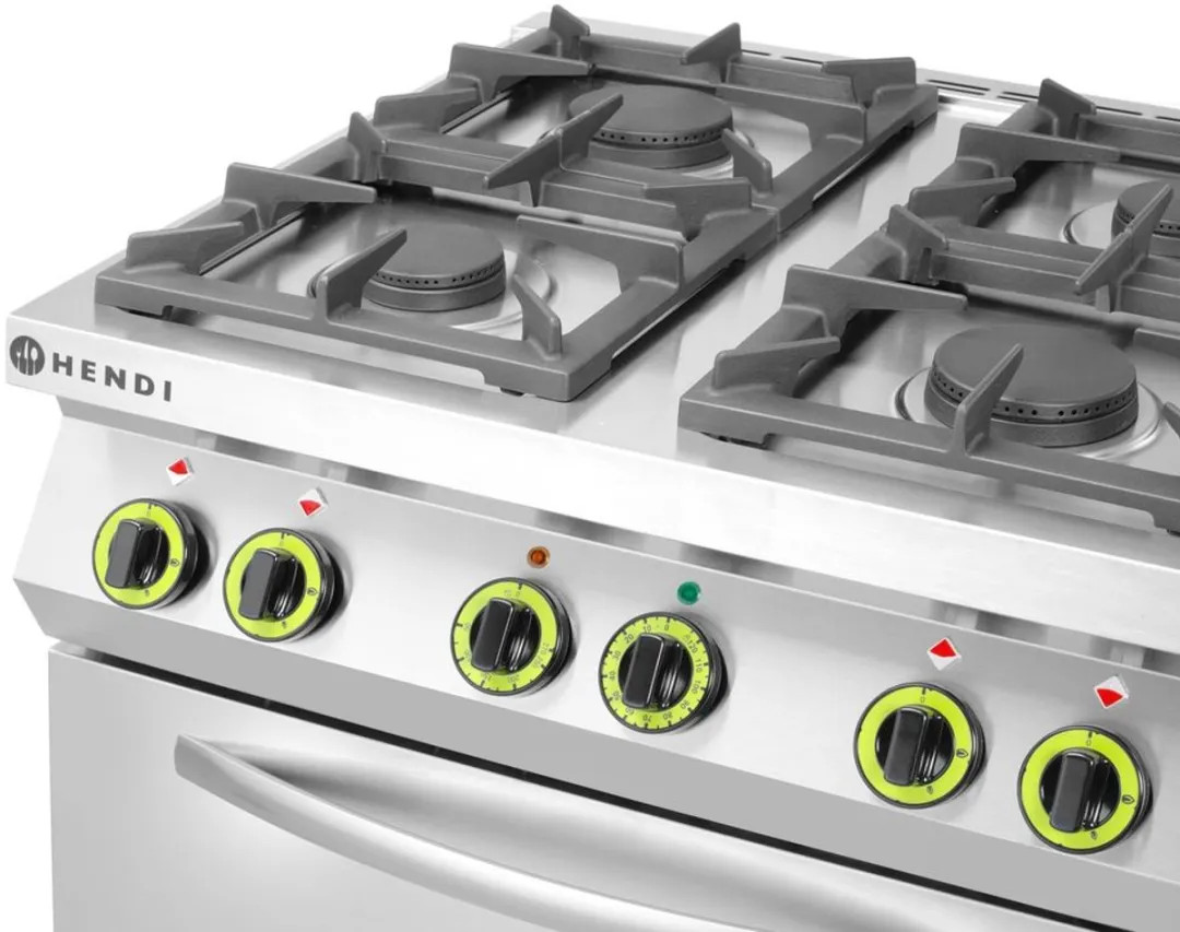 HENDI 6-pits Gasfornuis met Convectieoven - 19 kW - 800x722x900mm