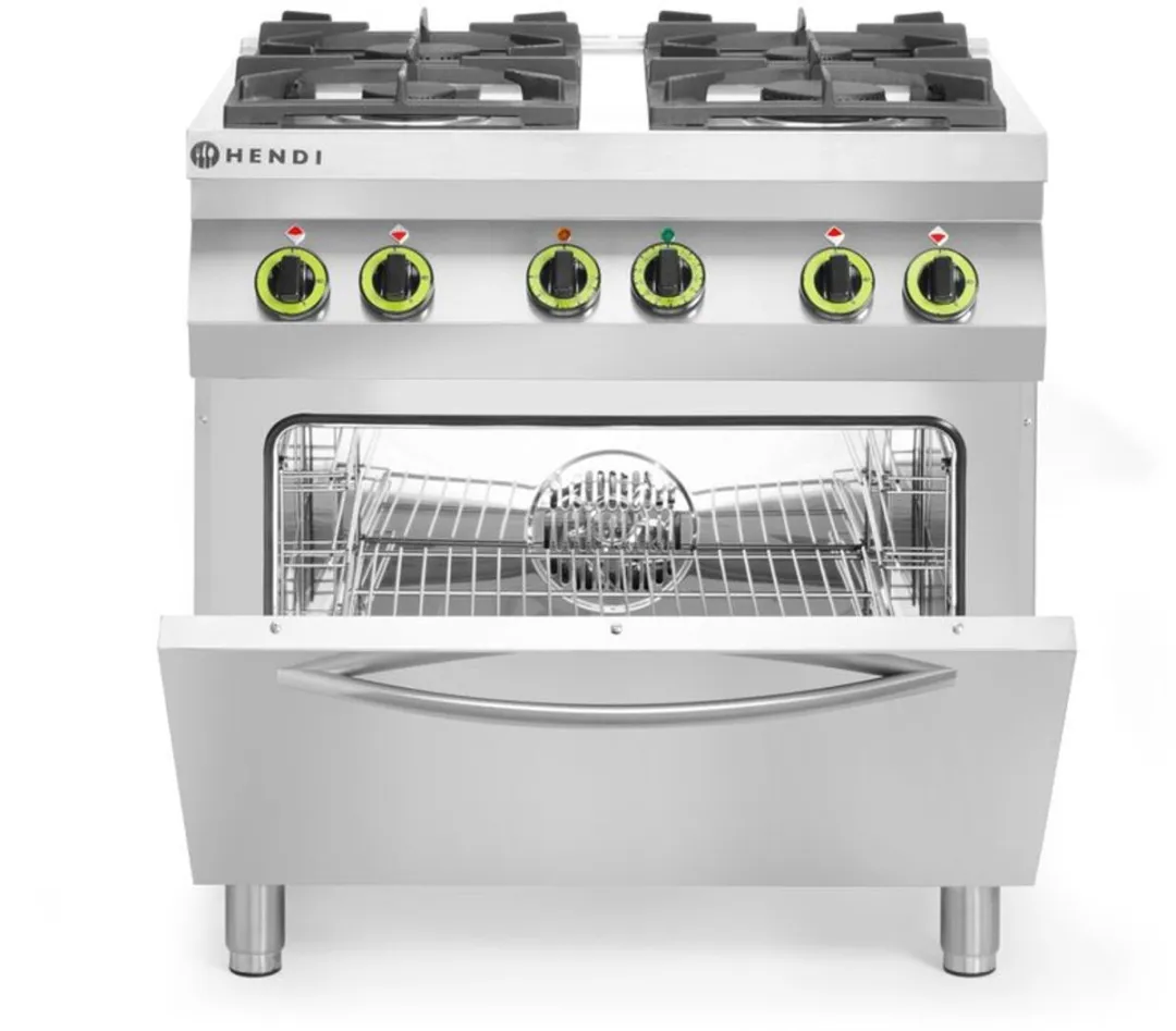 HENDI 6-pits Gasfornuis met Convectieoven - 19 kW - 800x722x900mm